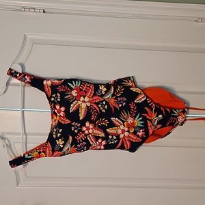 Woman's Tommy Bahamas Island Cays Tropical Reversible Lace Back One Piece Swimsu